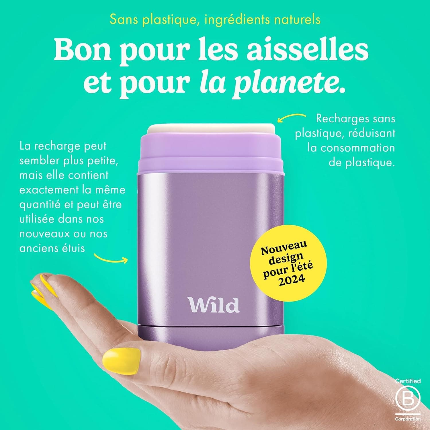 Wild Déodorant Naturel Rechargeable Etui Violet & Lot Varié de Recharge