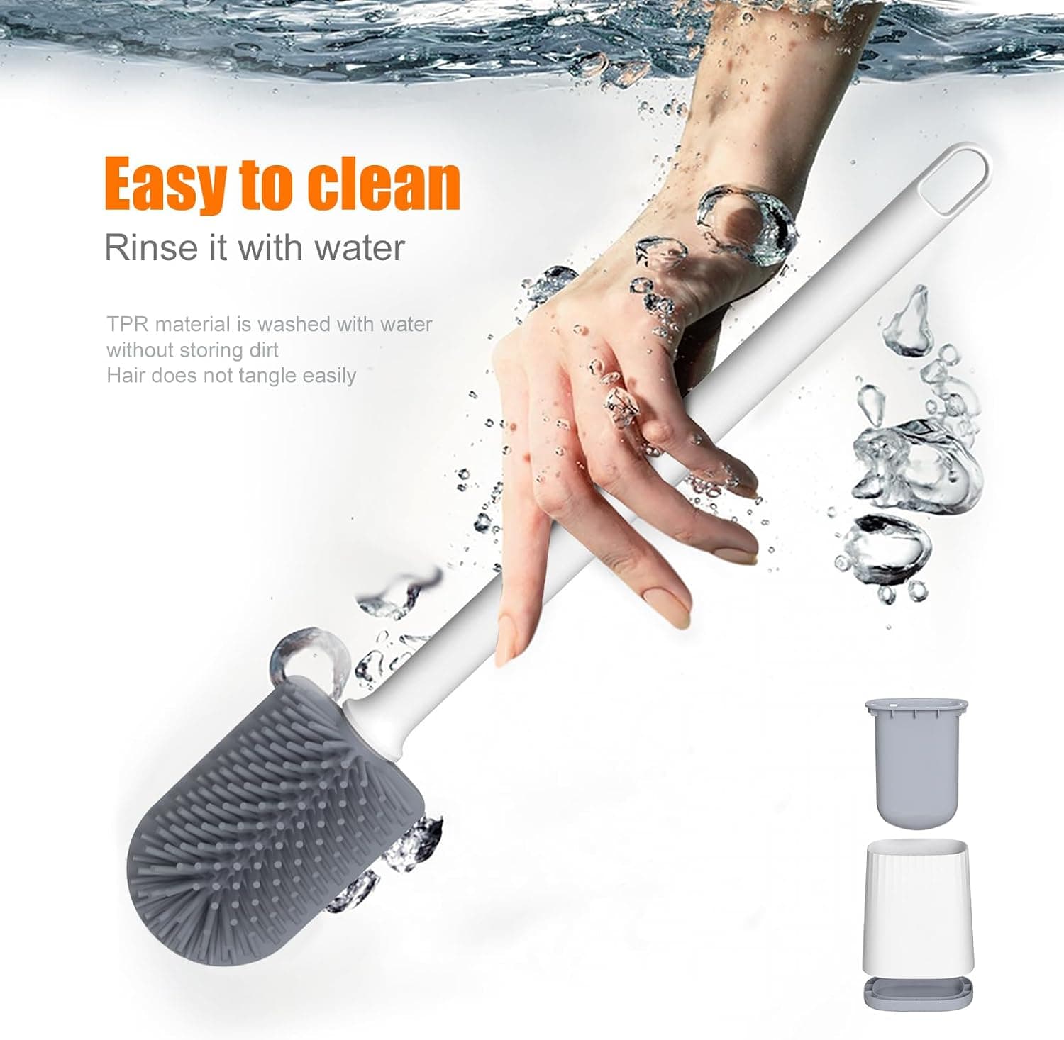 Ibergrif Brosse Toilettes WC Silicone et Support Brosse WC Silicone Plate