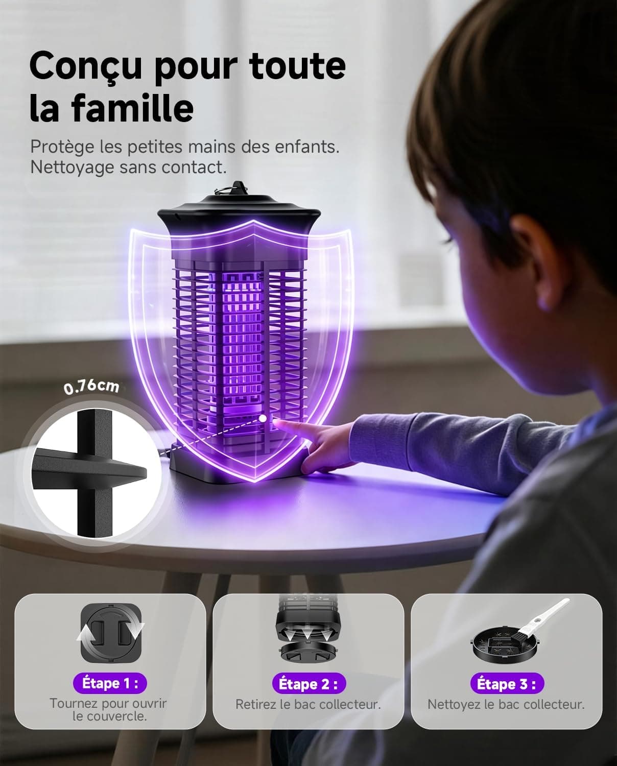 Lampe Anti Moustique, Zanzariera Électrique pour Intérieur Extérieur