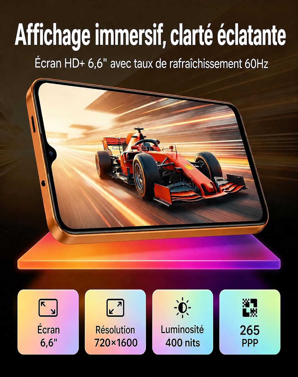 invens Note 15P Téléphone Portable 4G Débloqué, Smartphone Android 16 Go, 9 Go (3+6)+32 Go/256 Go TF, Caméra 16+5 MP, Écran 6,6" HD+, Batterie 3500 mAh, Double SIM, GPS, OTG, USB-C, Face ID, Noir Mat