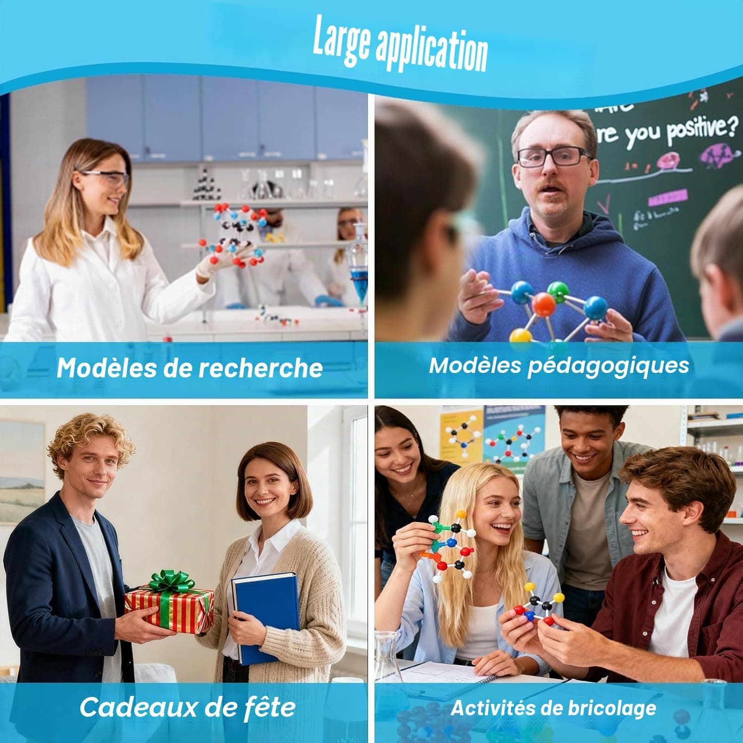 Kit de Modèles Moléculaires 189 Pièces pour Chimie Organique et Inorganique