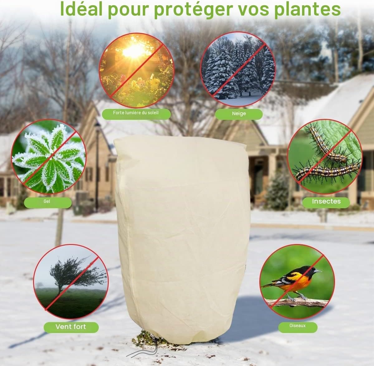 Tesmotor Housse D'hivernage Housse de Protection pour Plantes à Utiliser en Hiver 2Pack - (100 x 80 CM)