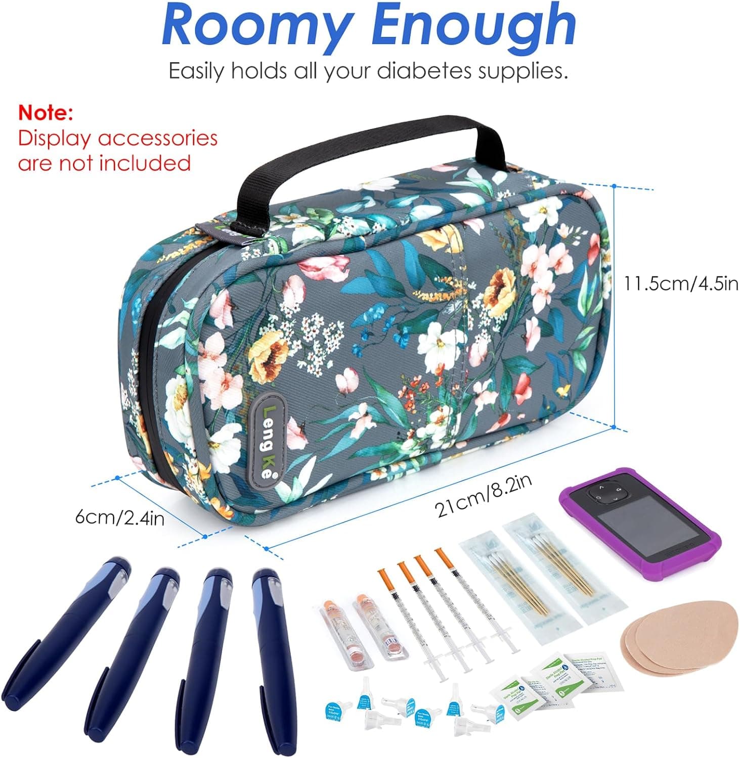 YOUSHARES Trousse Isotherme Insuline avec 2 Poche Glacière Insuline, Pochette Isotherme Insuline, Sac Isotherme Insuline Voyage pour Insuline Stylo, Injection, Seringue, Camellia Oleifera à Fond Gris
