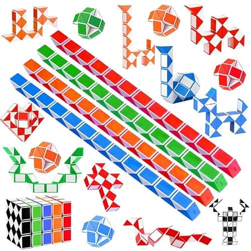 Niaetuto 24 Blocs Serpent Magique,Magique Snake,Magic Snake en Plastique,Mini Puzzle Cube,Cadeau Anniversaire Enfants,3D Magic Snake Puzzle Cube,Jouets De Fête pour Enfants