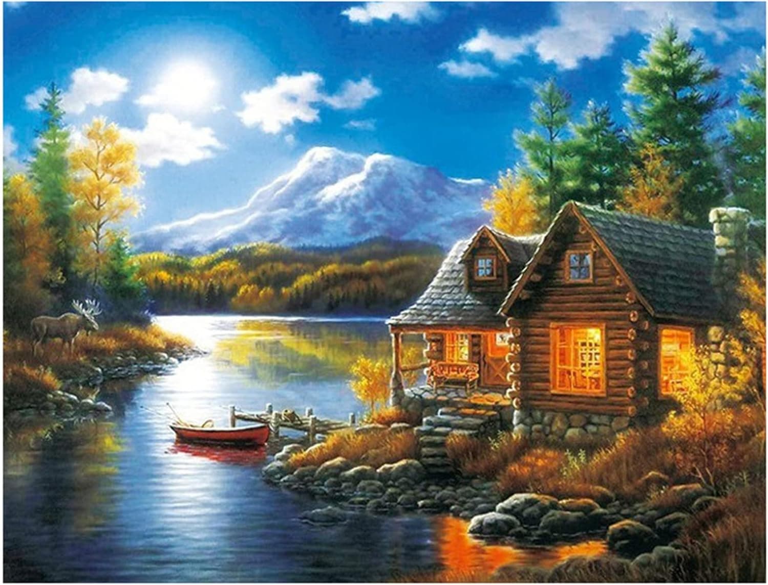 cukol cukol Canevas Broderie Point de Croix Kit Complet Adulte Debutant | Estampillé, Motif Moderne Paysage Rural Pré Imprimé 11ct, avec Fils, Loisirs Créatifs Activité Manuelle Facile, 36x46 cm