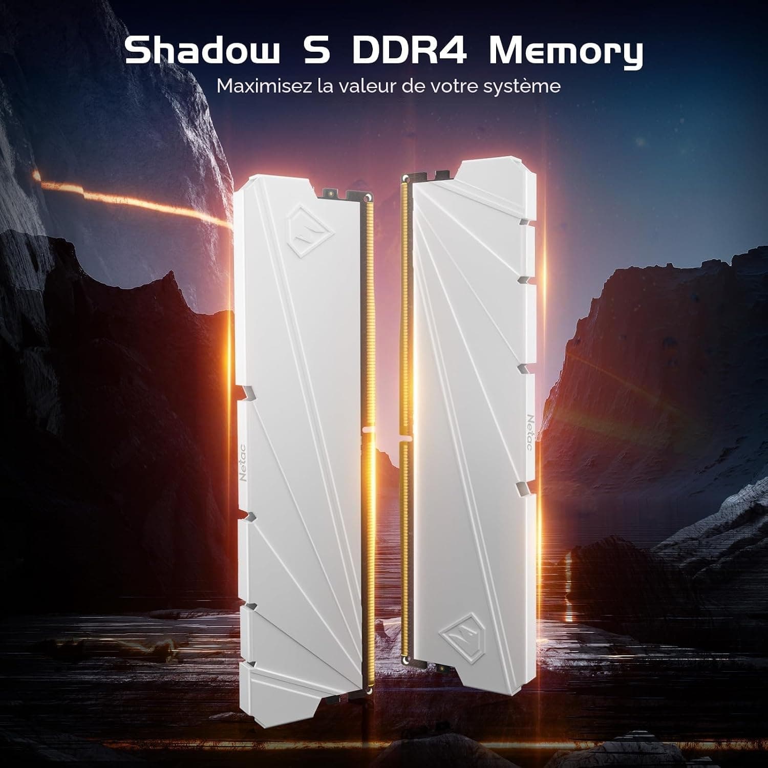 Netac DDR4 Mémoire RAM 16 Go 2666 MHz DRAM C19 Mémoire de Jeu 16 Go Blanc Gilet Thermique pour Jeu d'ordinateur