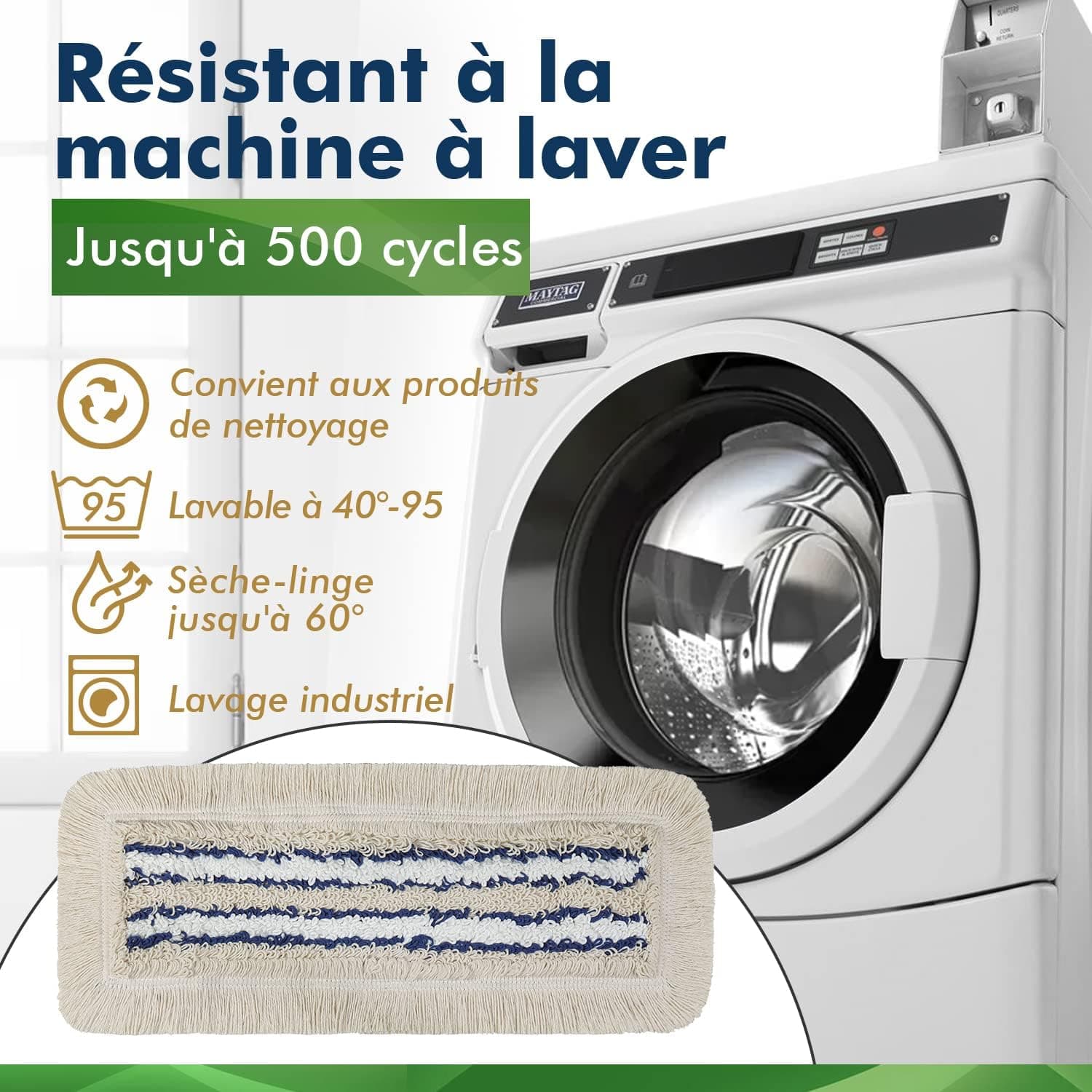 Okaei Housse de serpillère 2 Piece (40 CM) - Housse de serpillère pour hôpitaux et établissements de Soins - Housse de serpillère à Glissement Optimal pour Un Travail Ergonomique - Gris