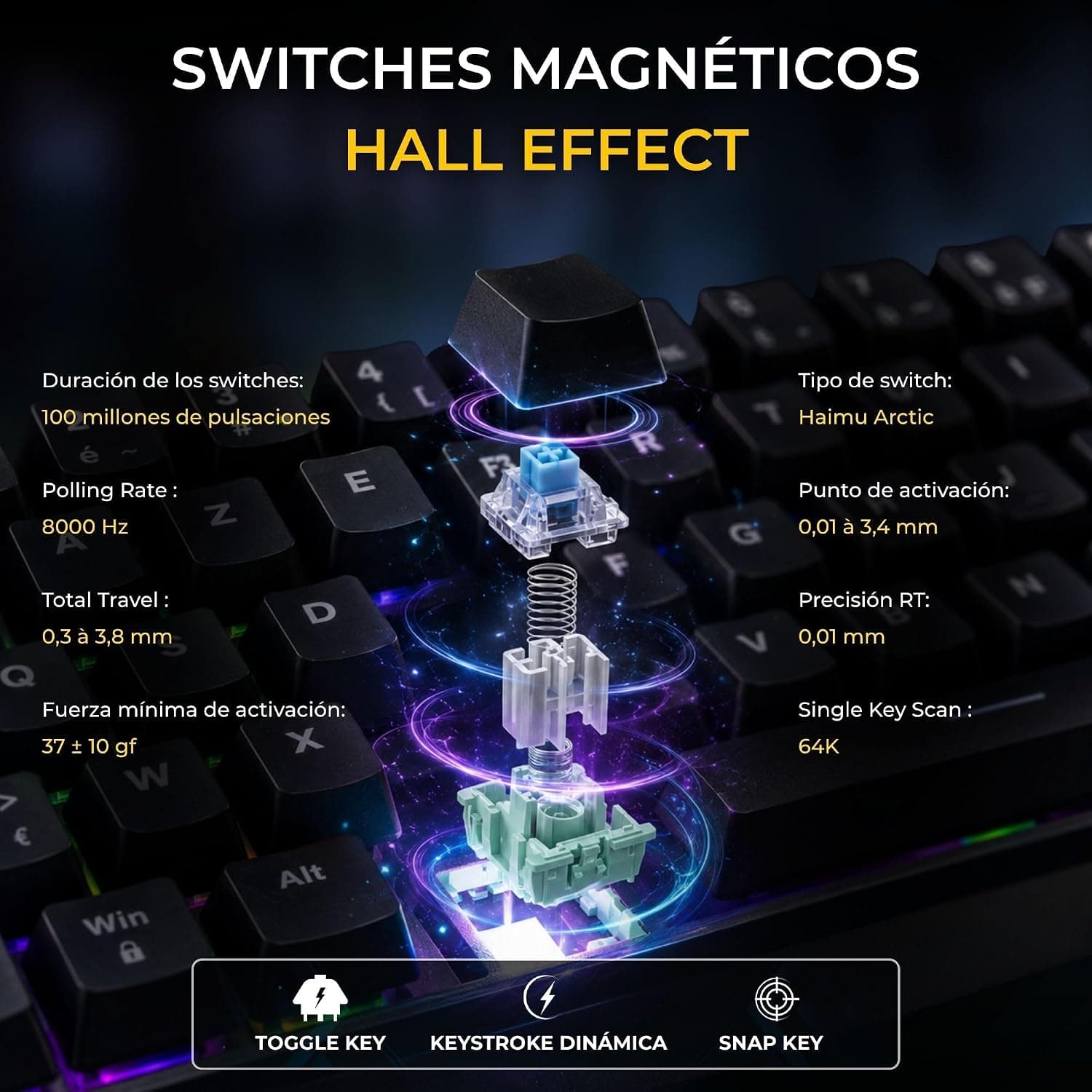 The G-Lab Keyz Titanium HE Clavier Gaming Effet Hall Magnétique QWERTY ES