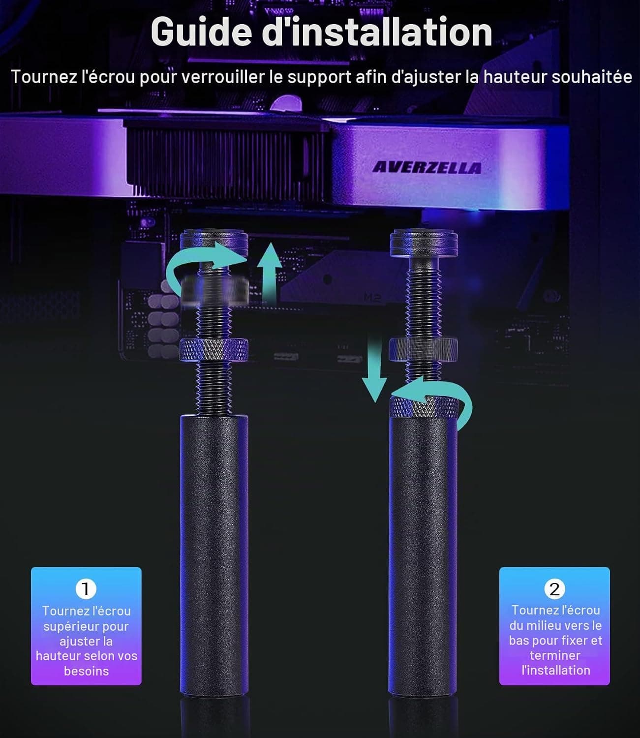 Support Carte Graphique, Support GPU, Support Carte Vidéo Aluminium, M(50mm-85mm)