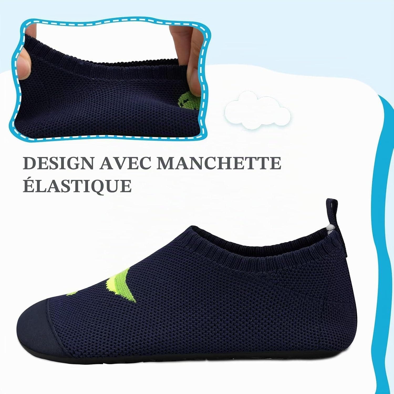 Kyopp Chaussons Enfant Garçon Respirant Pantoufles Filles Doux Antidérapant Chaussette Chaussures Unisexe
