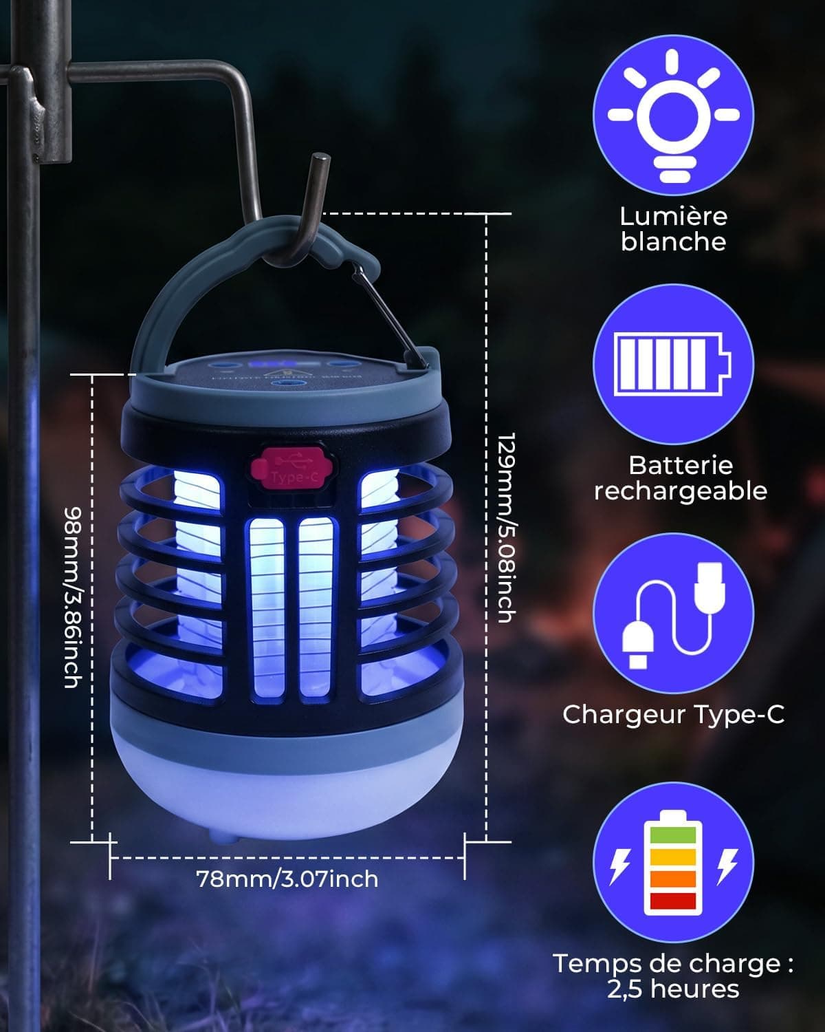 Lustaled 3 in 1 Lampe Anti Moustique
