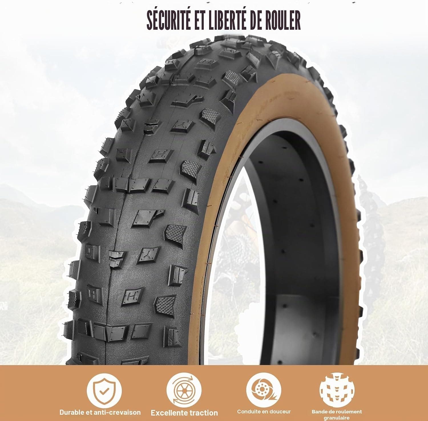 Pneu de Vélo Large 20x4.0 (98-406) pour Fat Bike et Vélo Électrique