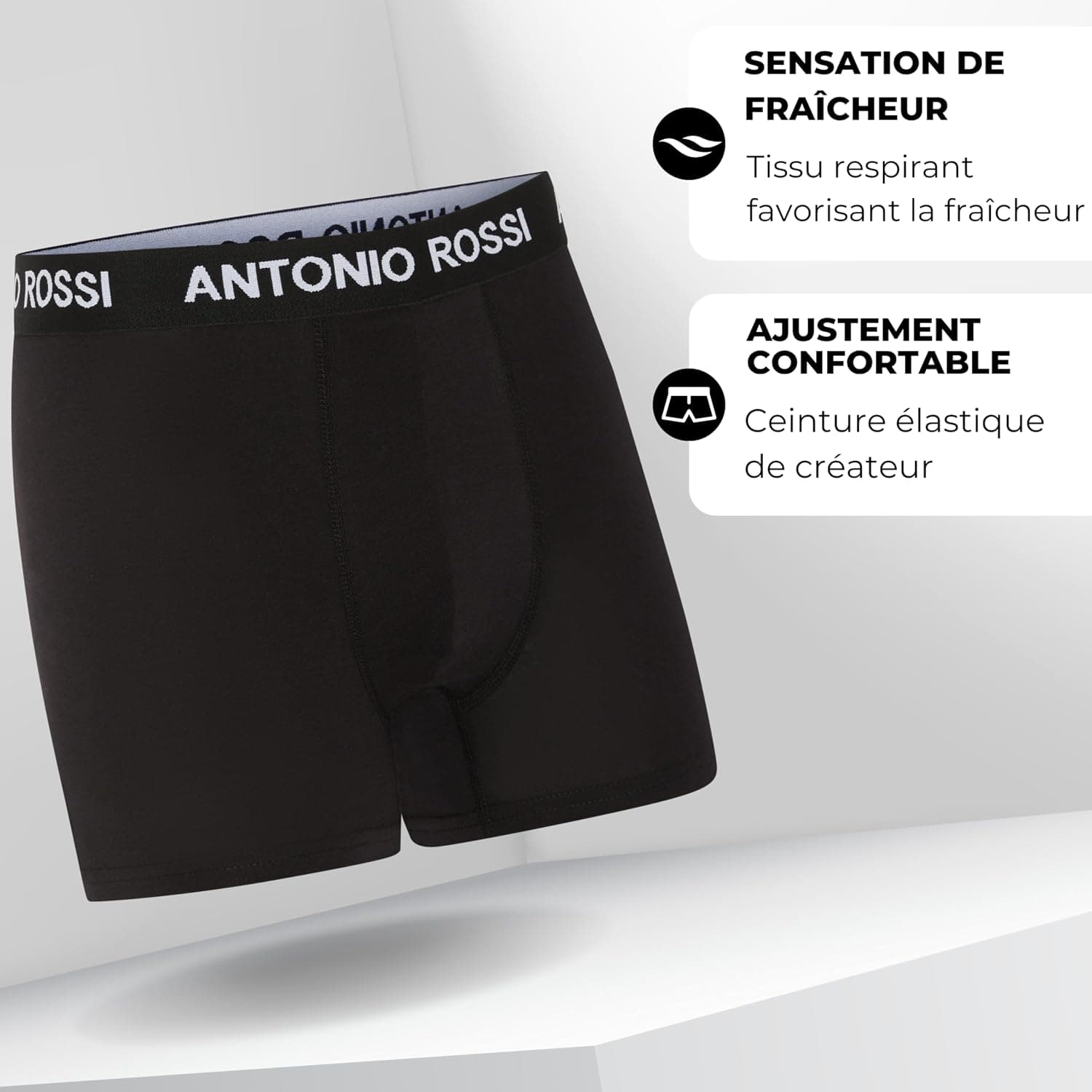 ANTONIO ROSSI (lot de 12) boxers ajustés pour hommes - Boxers pour hommes avec ceinture élastique