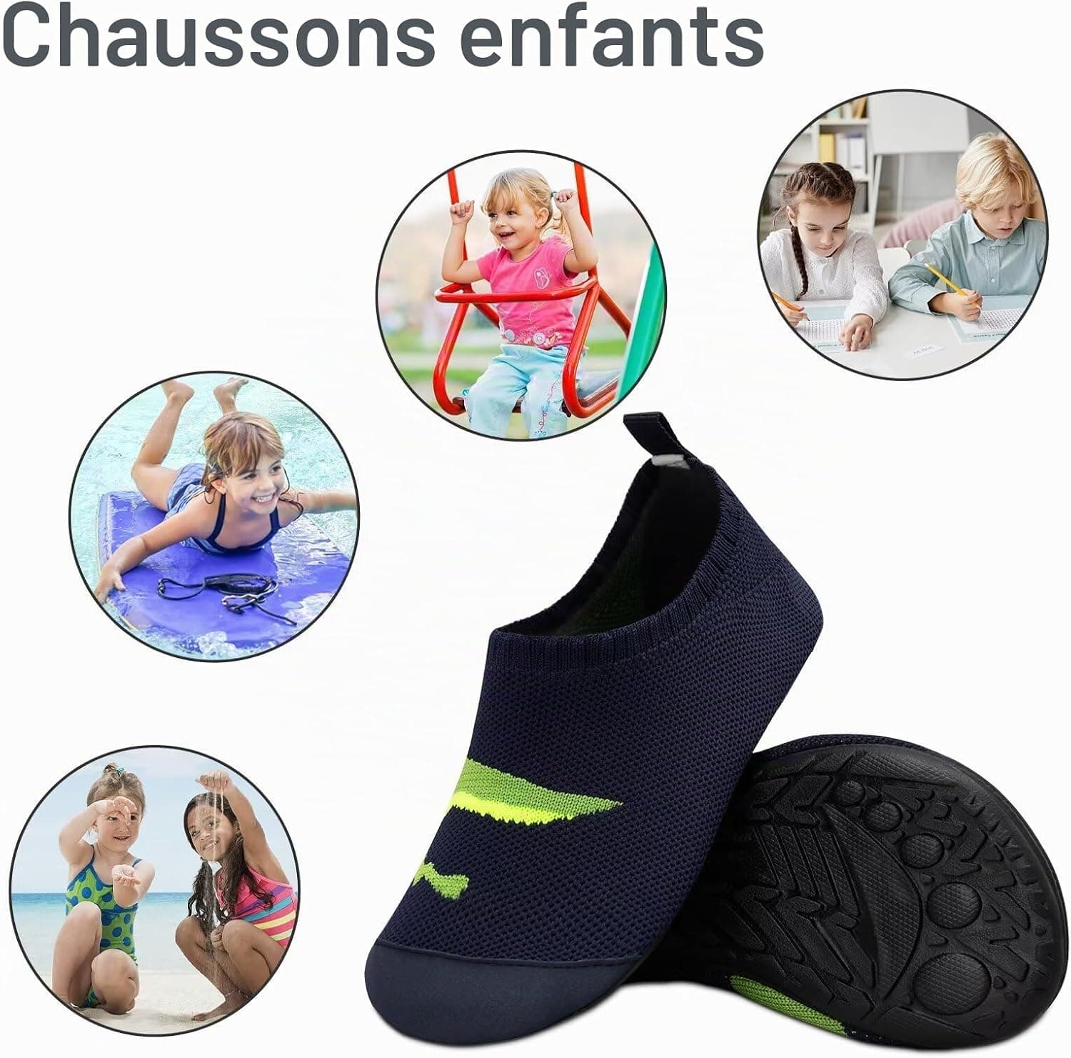 Kyopp Chaussons Enfant Garçon Respirant Pantoufles Filles Doux Antidérapant Chaussette Chaussures Unisexe