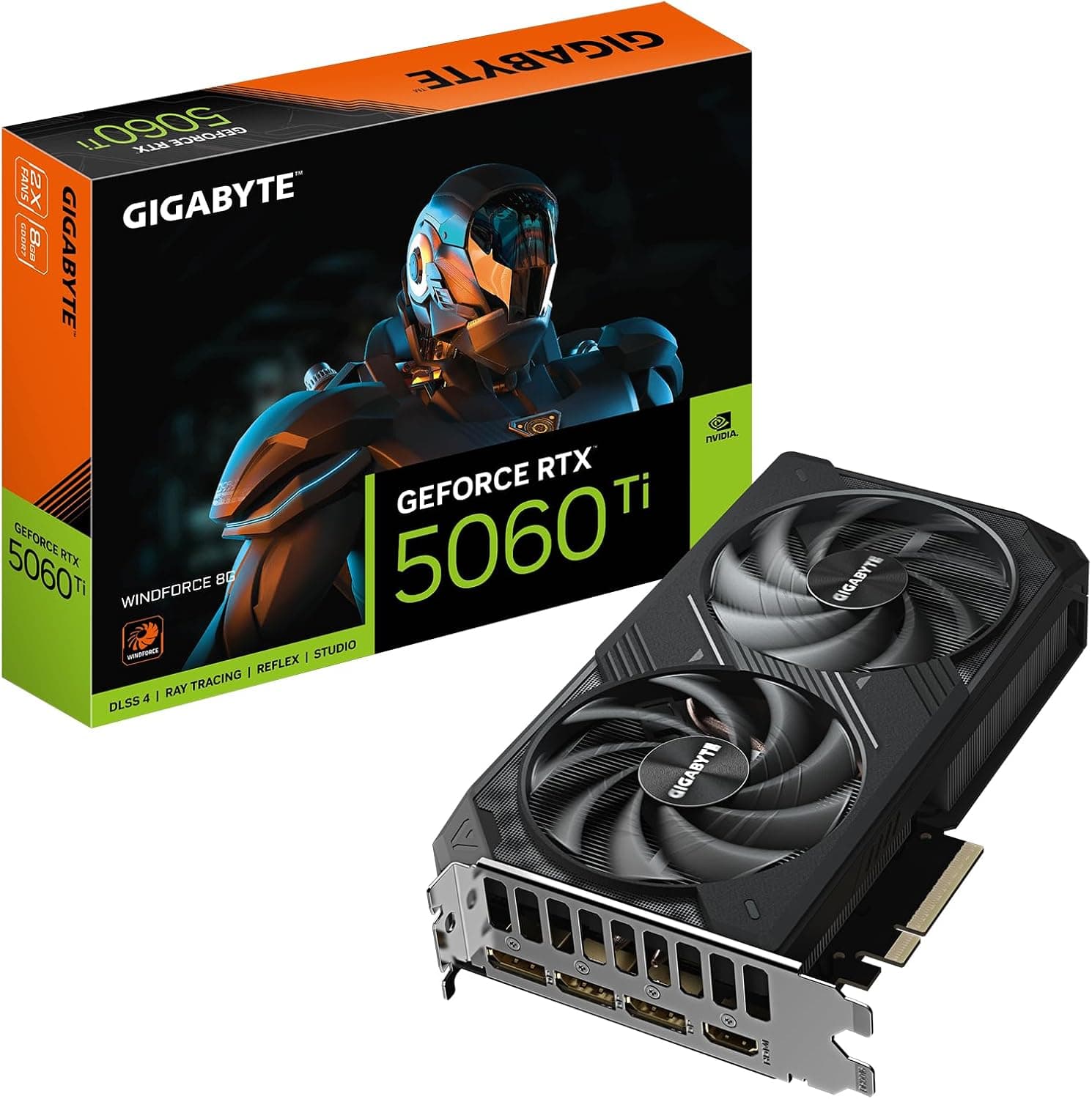 GIGABYTE GeForce RTX 5060 Ti WINDFORCE 8G Carte Graphique – 8 Go GDDR7, 128 Bits, PCI-E 5.0, 2572 MHz Fréquence du processeur, 3 x DisplayPort, 1 x HDMI, GV-N506TWF2-8GD