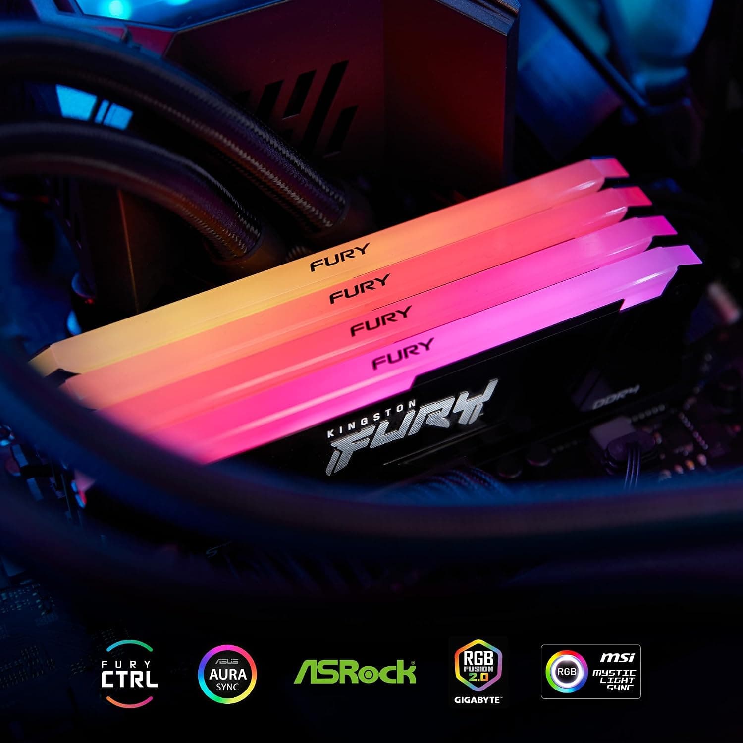 Kingston FURY Beast RGB 16GB 3200MT/s DDR4 CL16 DIMM (Kit of 2) Computer Memory KF432C16BB2AK2/16