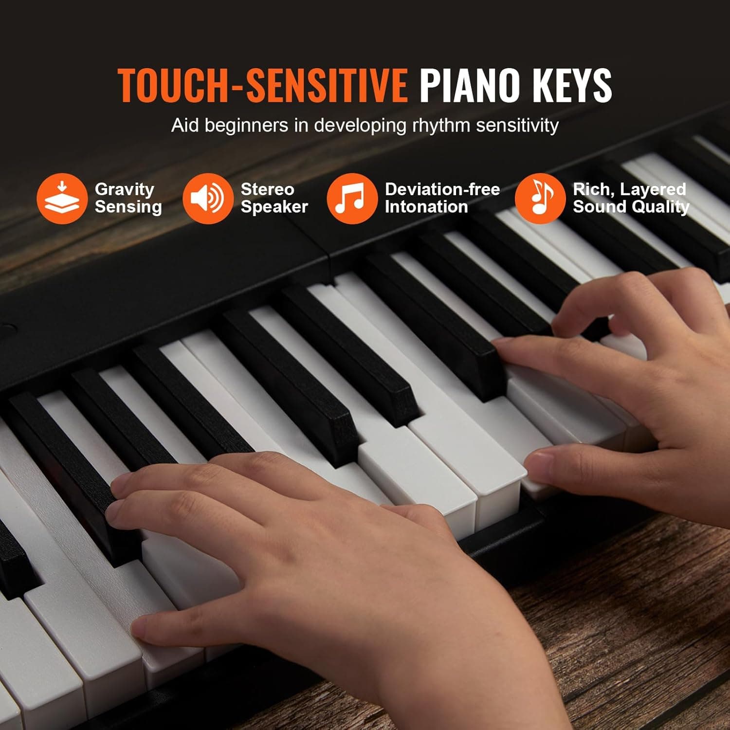 VEVOR Clavier Piano Pliable 88 Touches, Bluetooth et MIDI, Piano Électronique Numérique Portable, Support, Pédale de Sustain, Touches Sensibles, Rechargeable pour Débutants, Adolescents, Adultes, Noir