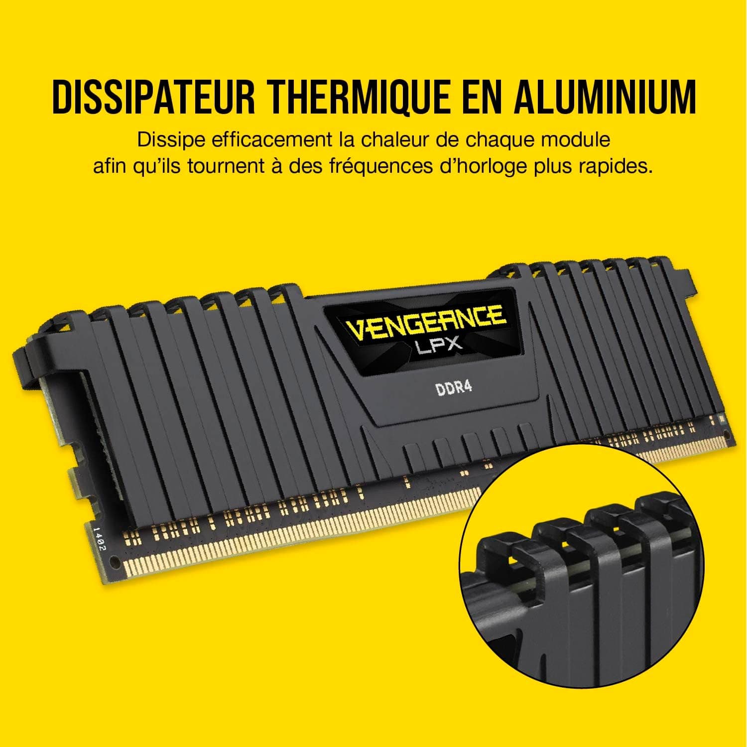 Corsair CMK16GX4M2B3200C16, Vengeance LPX 16Go (2x8Go) DDR4 Jusqu'à 3200MHz C16 XMP 2.0 Kit de Mémoire Haute Performance - Noir