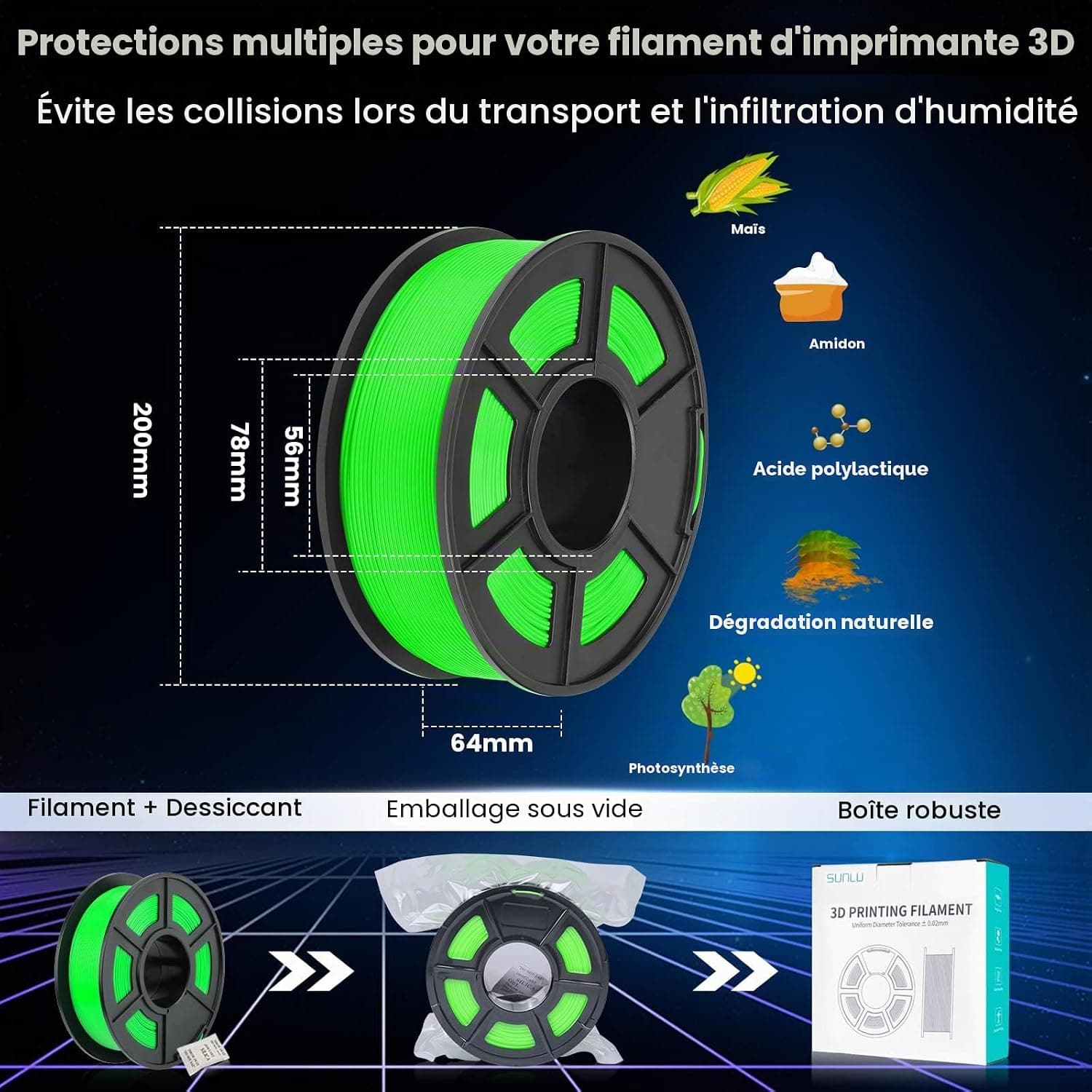 SUNLU PLA Plus Filament 3D Printer,3D Printing PLA+ FIlaments 1.75mm,Transparent Rouge