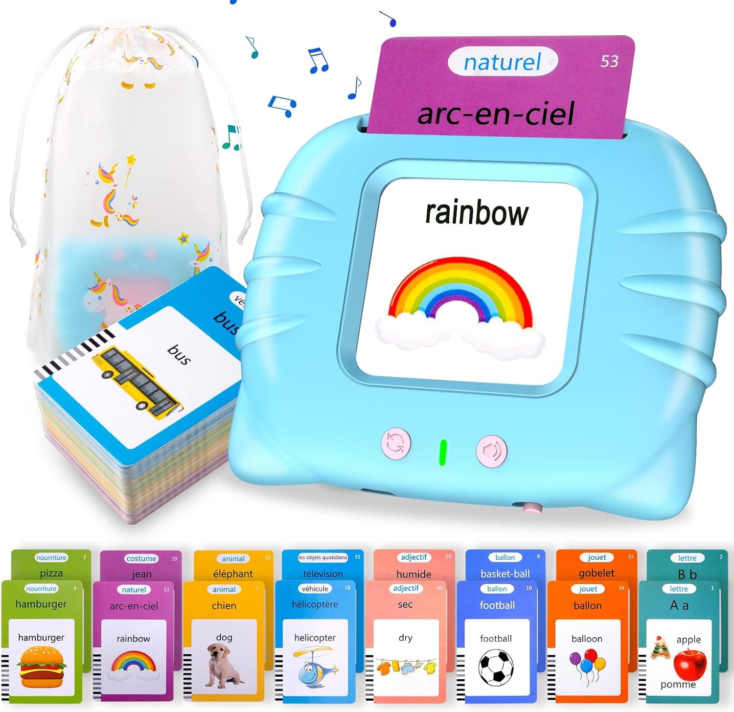 510 Mots Carte Flash, 2-6 Ans, Bleu