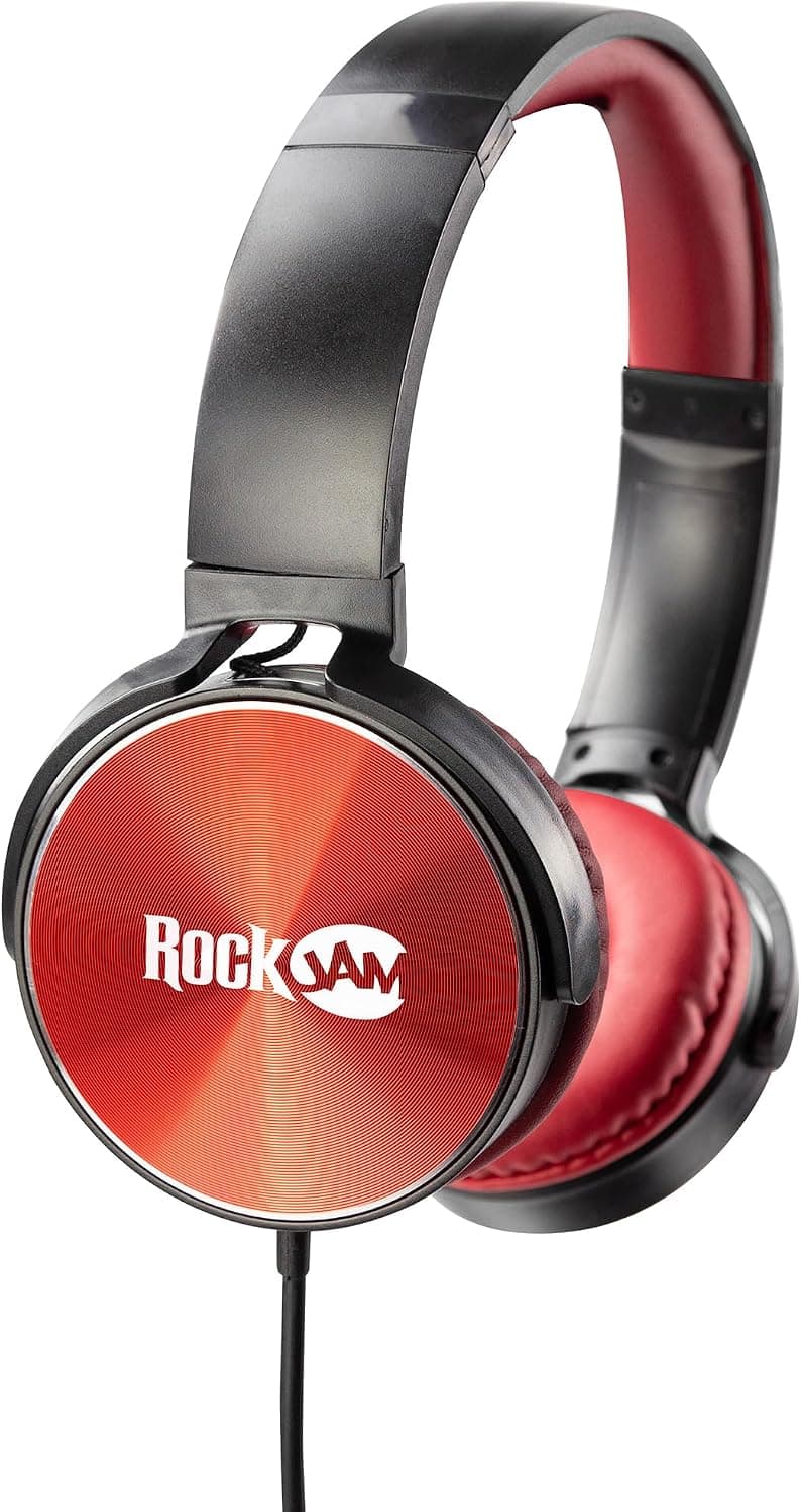 RockJam RJ6170 Kit Clavier Piano 61 Touches avec Pitch Bend, Rouge | Synthétiseur débutant 61 touches avec pitch bend, 200 sons, entrée aux, support, banc, casque et cours, rouge