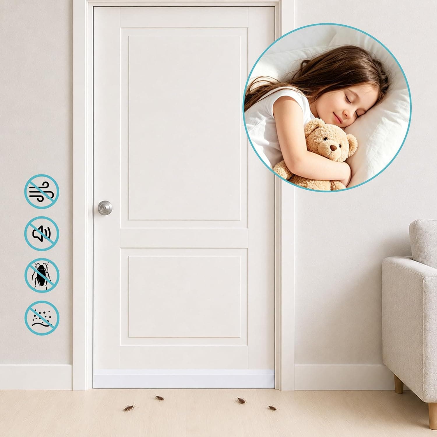 Oderra Bas de Porte Isolant, Boudin Porte Phonique 100 cm, Joint de Porte D'entrée, Stop à l'air Froid