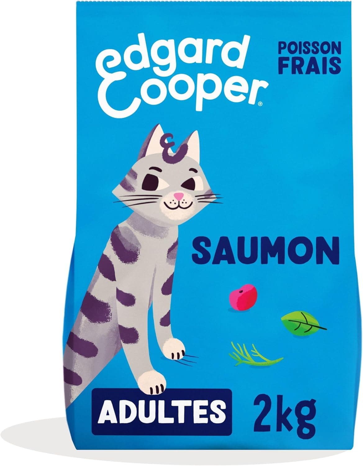 Edgard Cooper Croquettes pour Chat Stérilisé, Adulte, Saumon 2kg, Sans céréales, Viande fraîche, Nourriture naturelle, Croquette Riche en protéines, Sans sucres ajoutés