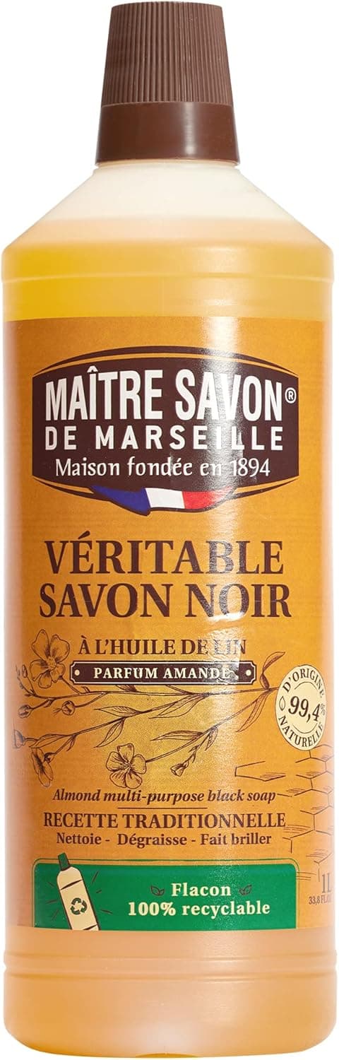 MAITRE SAVON DE MARSEILLE, Savon Noir Liquide a l'huile Lin - 1l