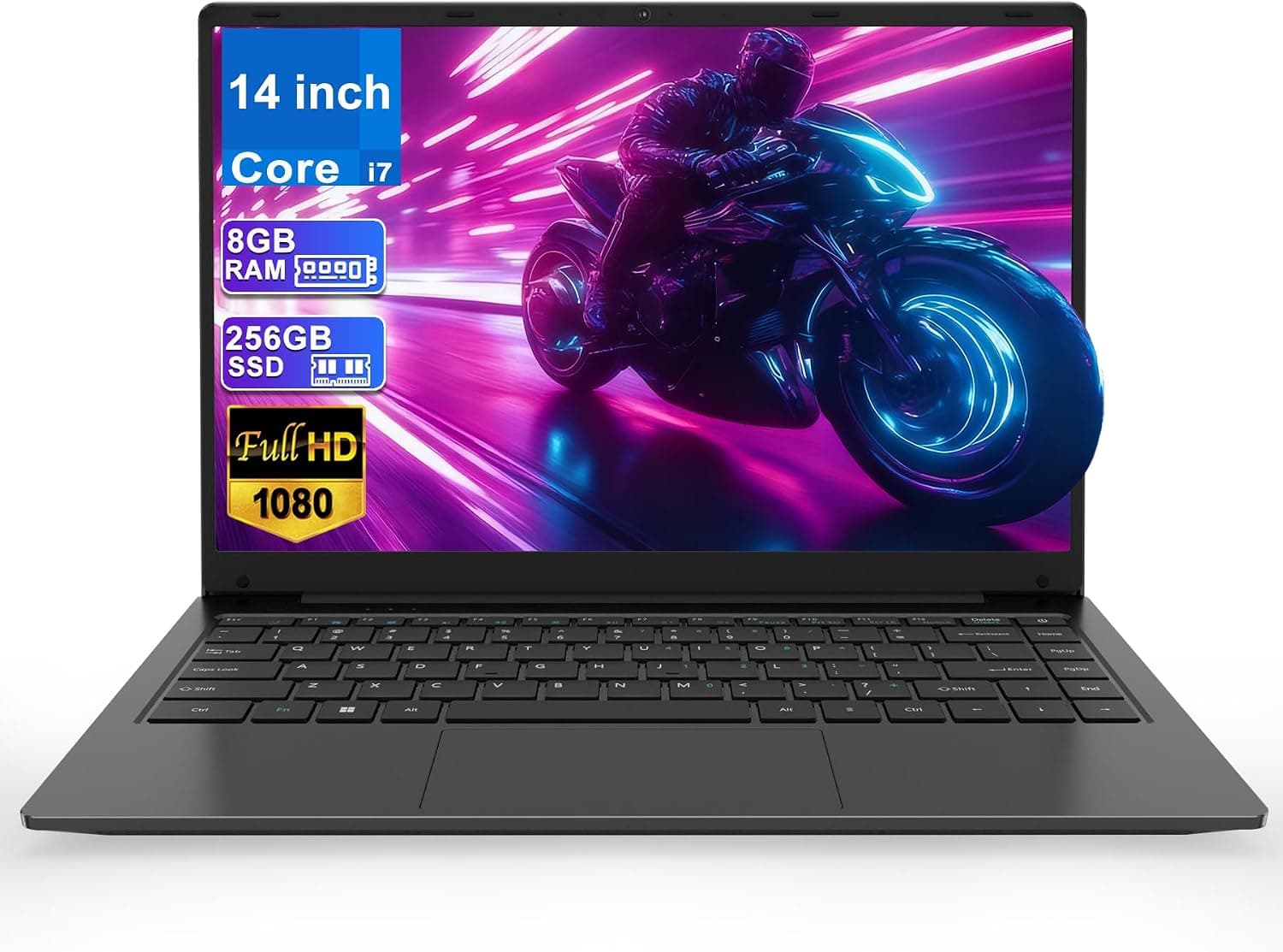 PC Portable 14 pouces FHD, Processeur Core i7, 8 Go RAM, 256 Go SSD
