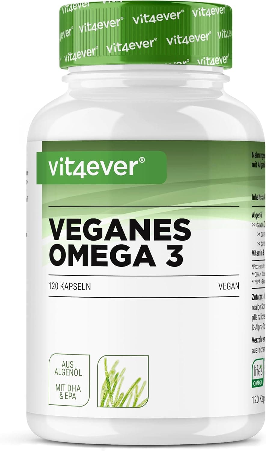 vit4ever Omega 3 Vegan - 120 Gélules Softgel - Ingrédient de Marque