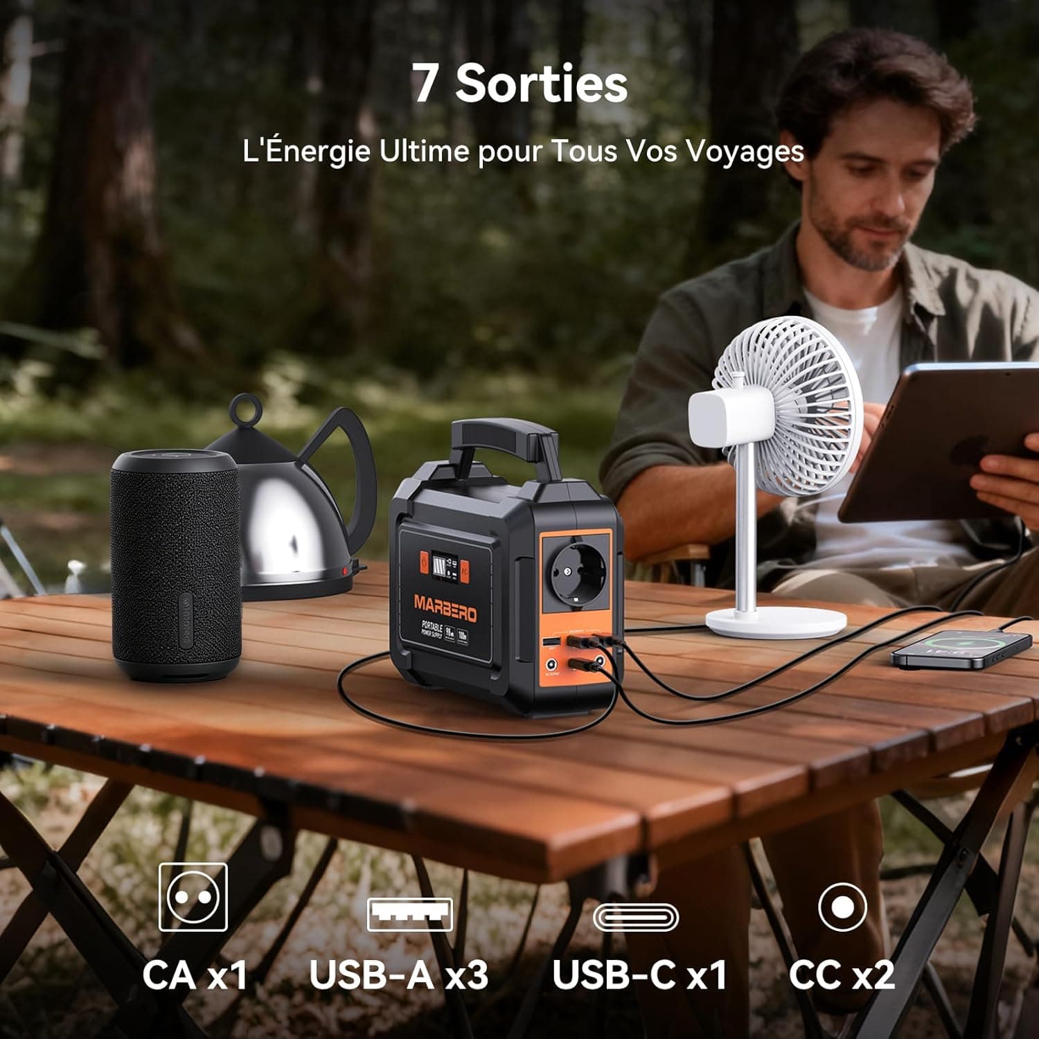 MARBERO 98Wh Station Électrique Portable avec Panneau Solaire Pliable 30W