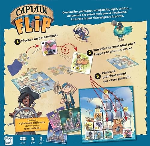 Asmodee Play Punk Captain Flip - Jeux de société - Jeux de stratégie - Jeu Adultes et Enfants à partir de 8 Ans - 2 à 5 Joueurs - Version française