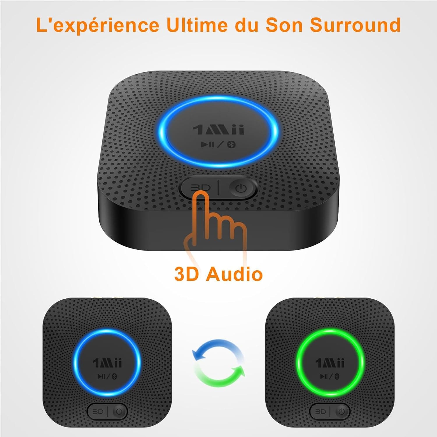 1Mii B06+ Recepteur Bluetooth, Adaptateur Bluetooth 5.3 RCA/ 3,5mm AUX Jack