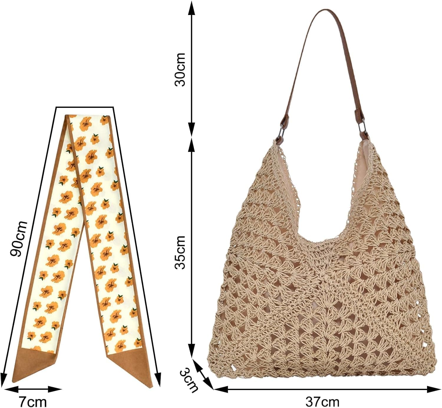 Sac à Bandoulière en paille pour Femmes Filles, Sac a Main Femme Paille Ete, sSac de Plage, sSac en Paille, pour Vacances Voyages, Bohème Esthétique à Main et à Provisions