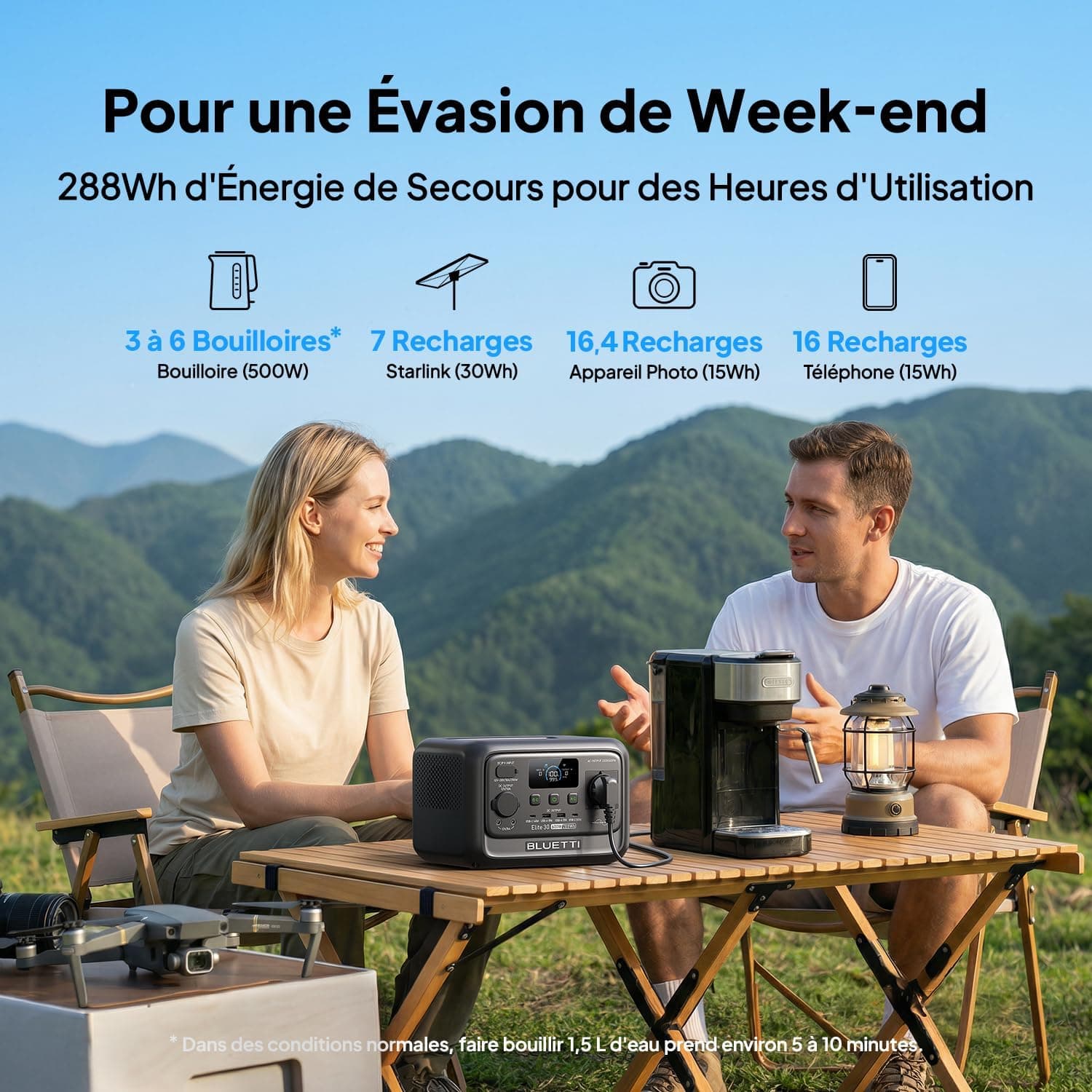 BLUETTI Elite 30 V2 288Wh & 600W Générateur Électrique Portable