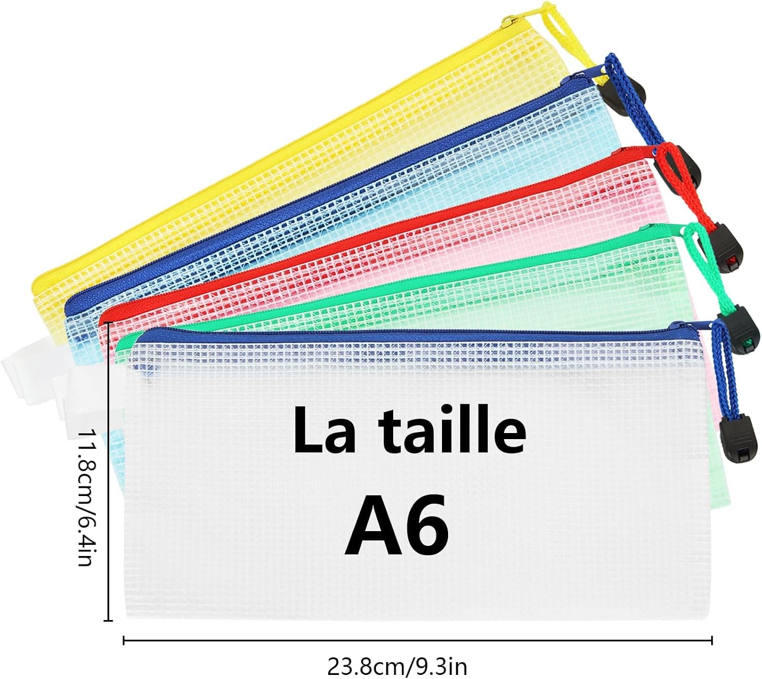 JMIATRY 30Pcs Pochette Zippée A6, 5 Couleur Pochette Plastique Zippée, Pochette Fermeture Éclair A6 Document Zippée Pour Stockage Document Recettes D'Entreprises Organisation, A6-30-COLORE