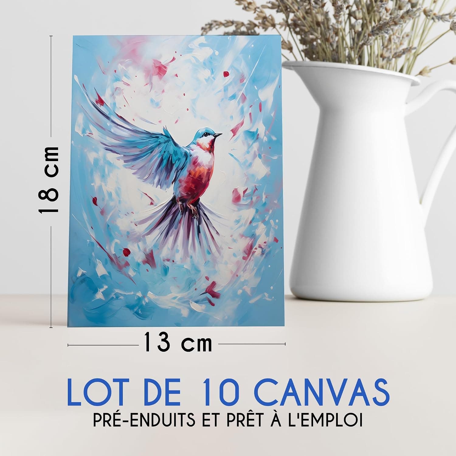 Zenacolor - Toile Peinture 13x18 cm - Set de 10 Toiles à Peindre | Canvas · Toile a Peindre 100% Coton sans Acide · Pour peinture acrylique sur toile, huile, gouache