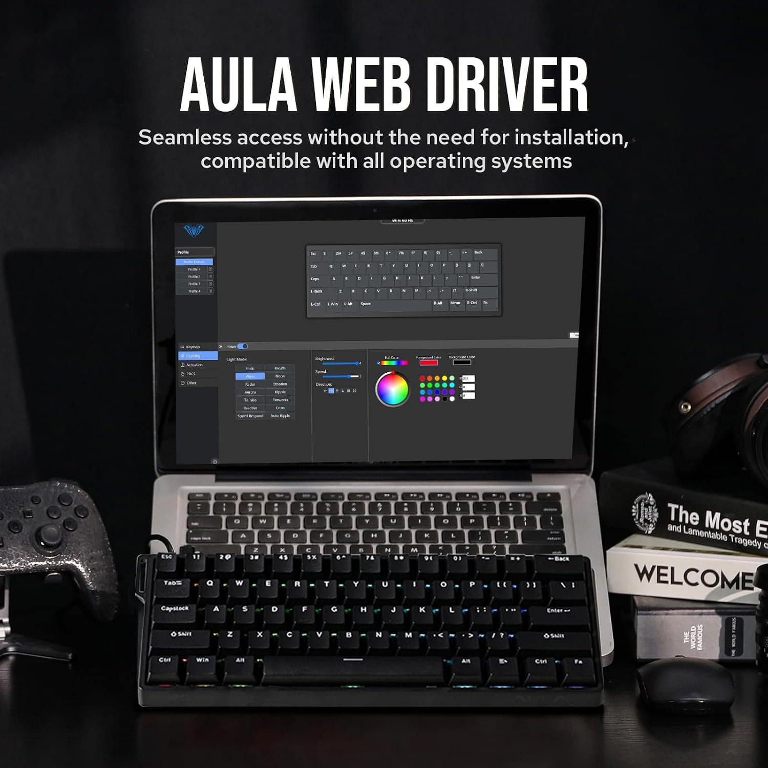 EPOMAKER Aula WIN60 HE 60% Clavier Magnétique avec Actionnement Réglable | 8 000Hz, Commutateurs à Effet Hall, Échange à Chaud, pour Jeux FPS (Noir)
