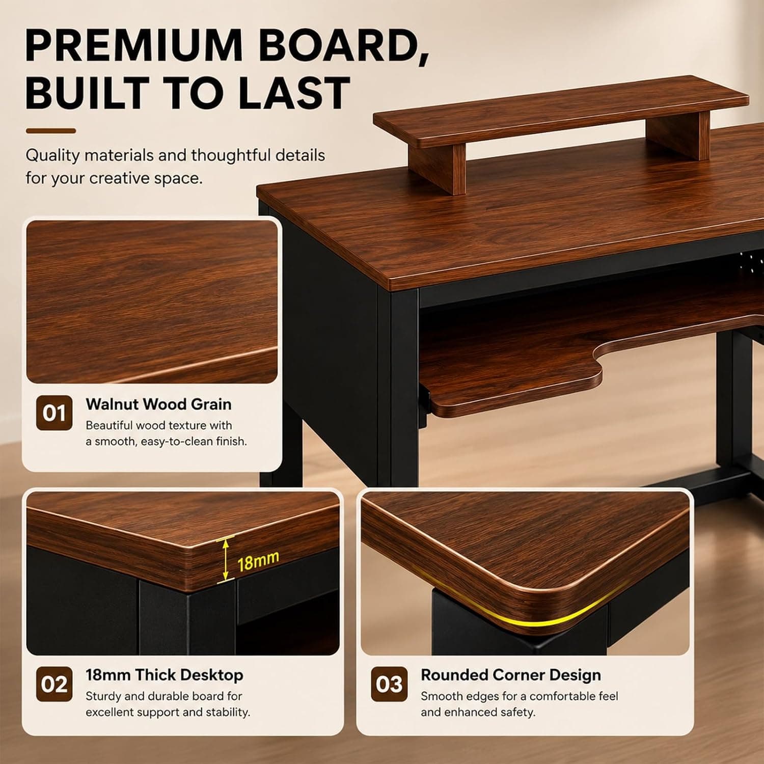 Bureau Studio Musique avec Plateau Coulissant pour Clavier, 61/88 Touches MIDI et Piano numérique, Bureau avec Rangement(61 Touches(120 * 60cm))