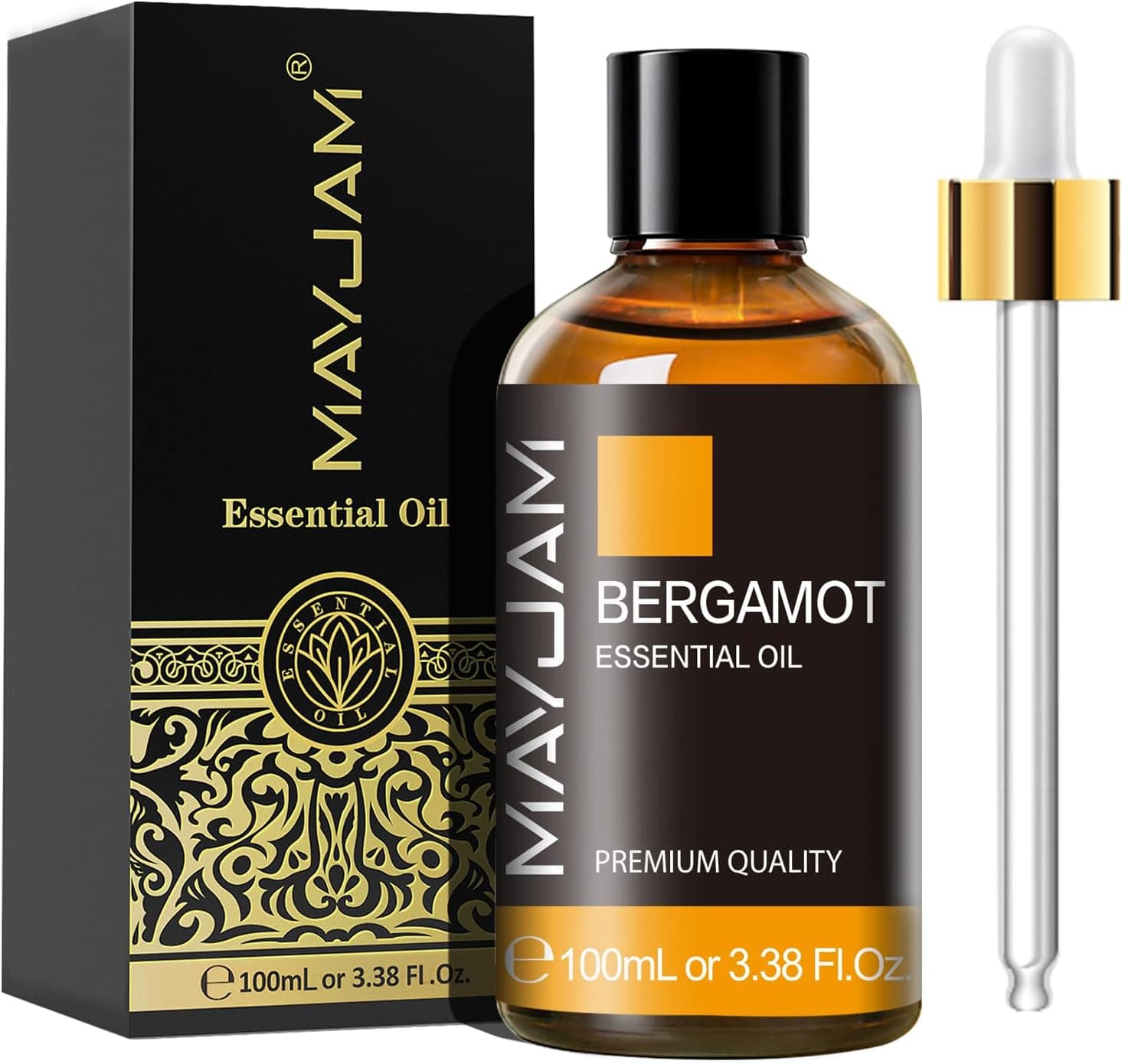 MAYJAM Huile Essentielle de Bergamote 100ML de Haute Qualité pour Diffuseur, Humidificateur, DIY, Home, Wardrobes