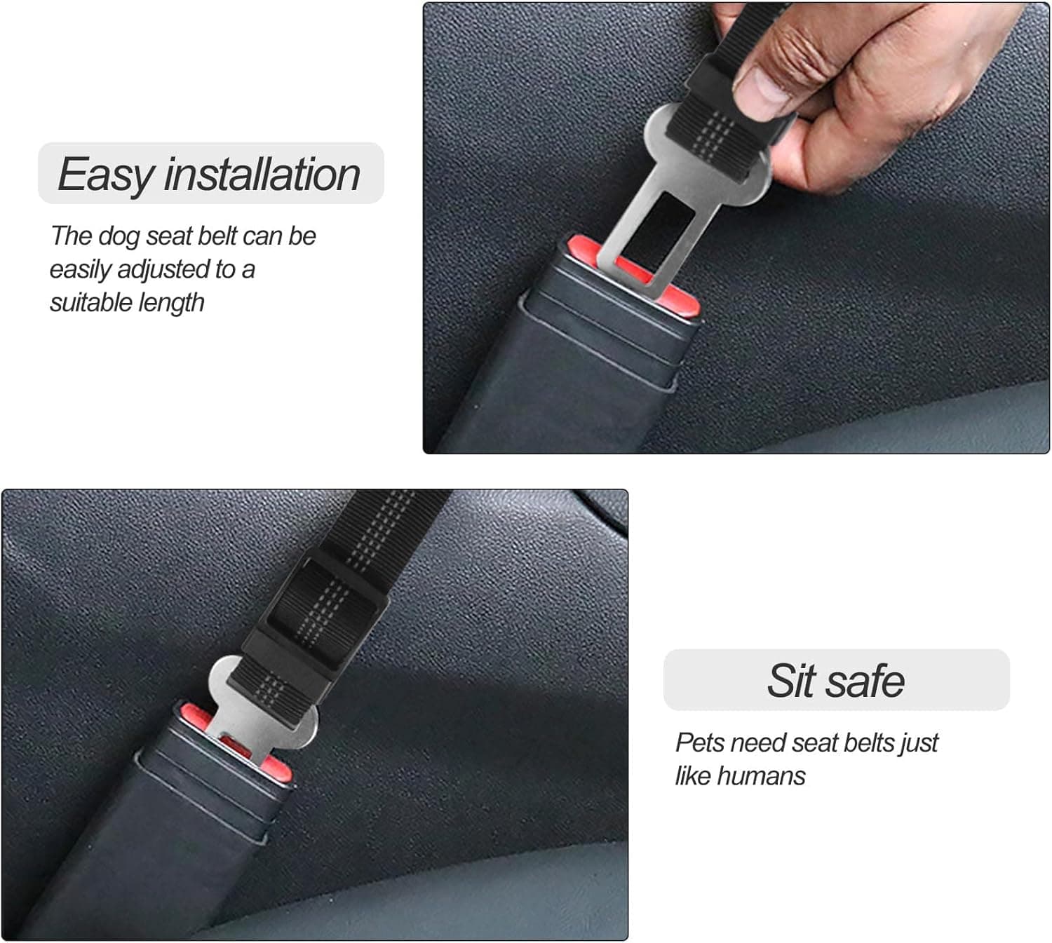 Redamancy Ceinture Chien Voiture, 1 Pièces Harnais, Ceinture Securite avec Absorption des Chocs et Mousqueton pour Tout Type de Voiture pour Tous Les Chiens et Chats