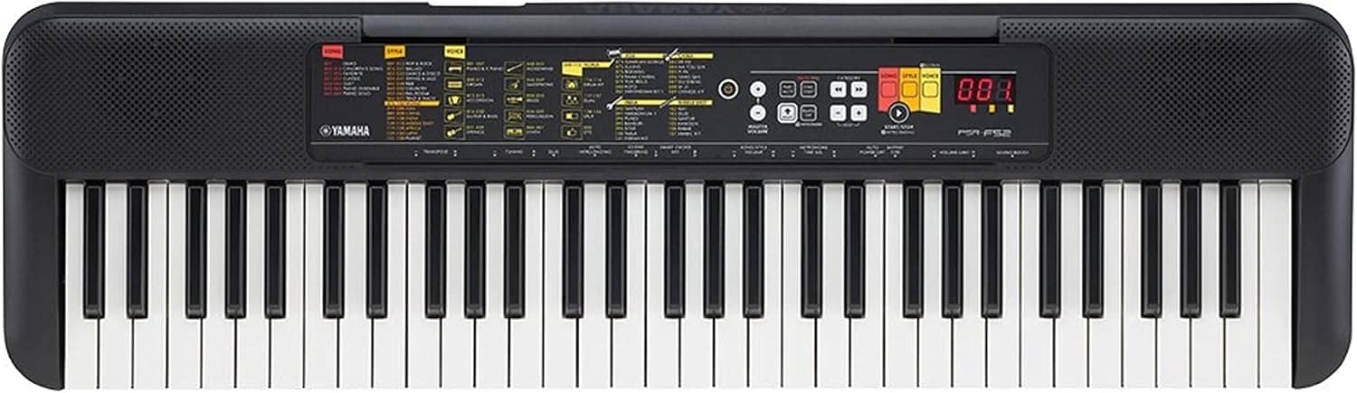 Yamaha PSR-F52 Clavier Arrangeur - Un clavier compact pour les débutants avec 61 notes, 144 sonorités d'instruments et 158 styles. finition en noir