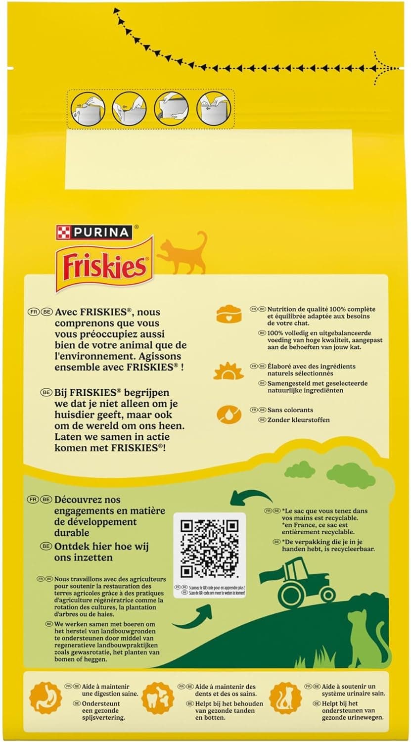 FRISKIES Au Lapin, au Poulet et aux Légumes - 1,5 KG - Croquettes pour Chat Adulte | Croquettes Chat Saveur Lapin, Poulet, Légumes - Alimentation complète enrichie en minéraux essentiels - Santé Chat