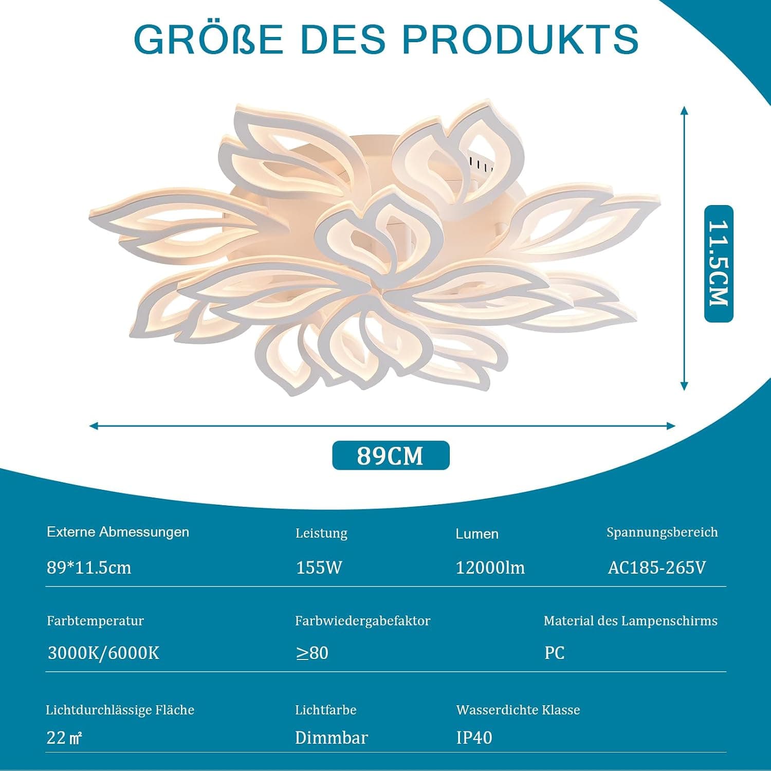 Sky angle Plafonnier LED avec télécommande, lampe de chambre à coucher à intensité variable, plafonnier de salon créatif en forme de fleur