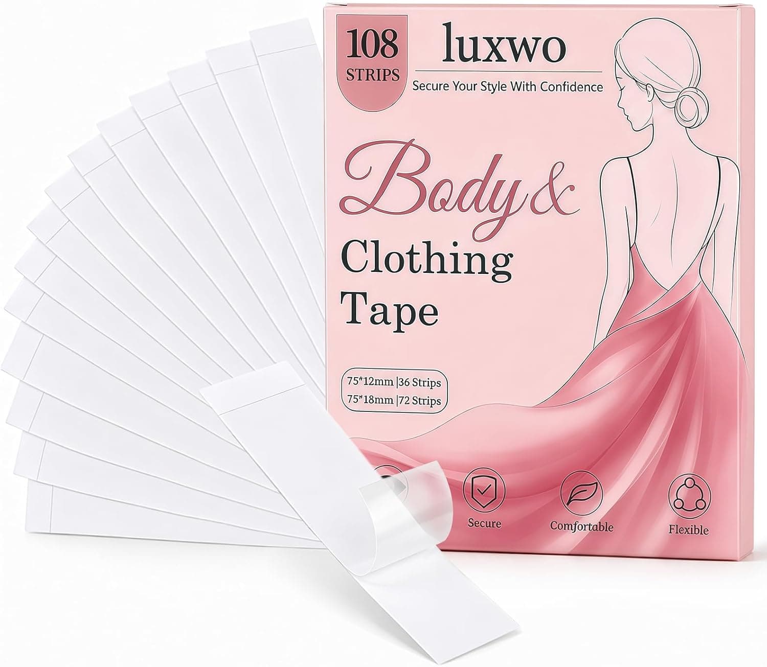 108 Pièces Fashion Tape, Ruban Adhésif Double Face pour le Corps