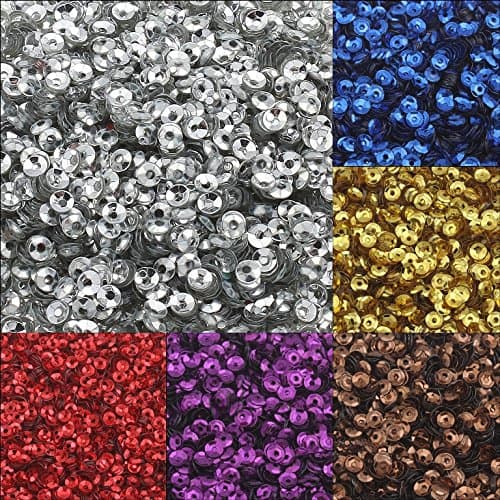 Perlin - Lot de 12 000 paillettes Ø 4 mm 10 couleurs Set Bol bombé pour vêtements et bijoux DIY Artisanat Métallique Bricolage Bombe à sequins