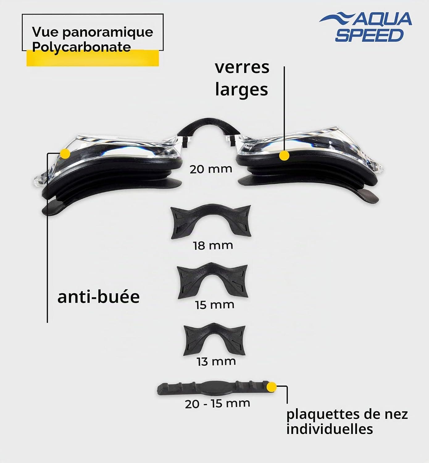 Aqua Speed ® Lumina, Lunettes de Natation avec dioptries de -1,5 à -8,0 / UVA/UVB de 100%