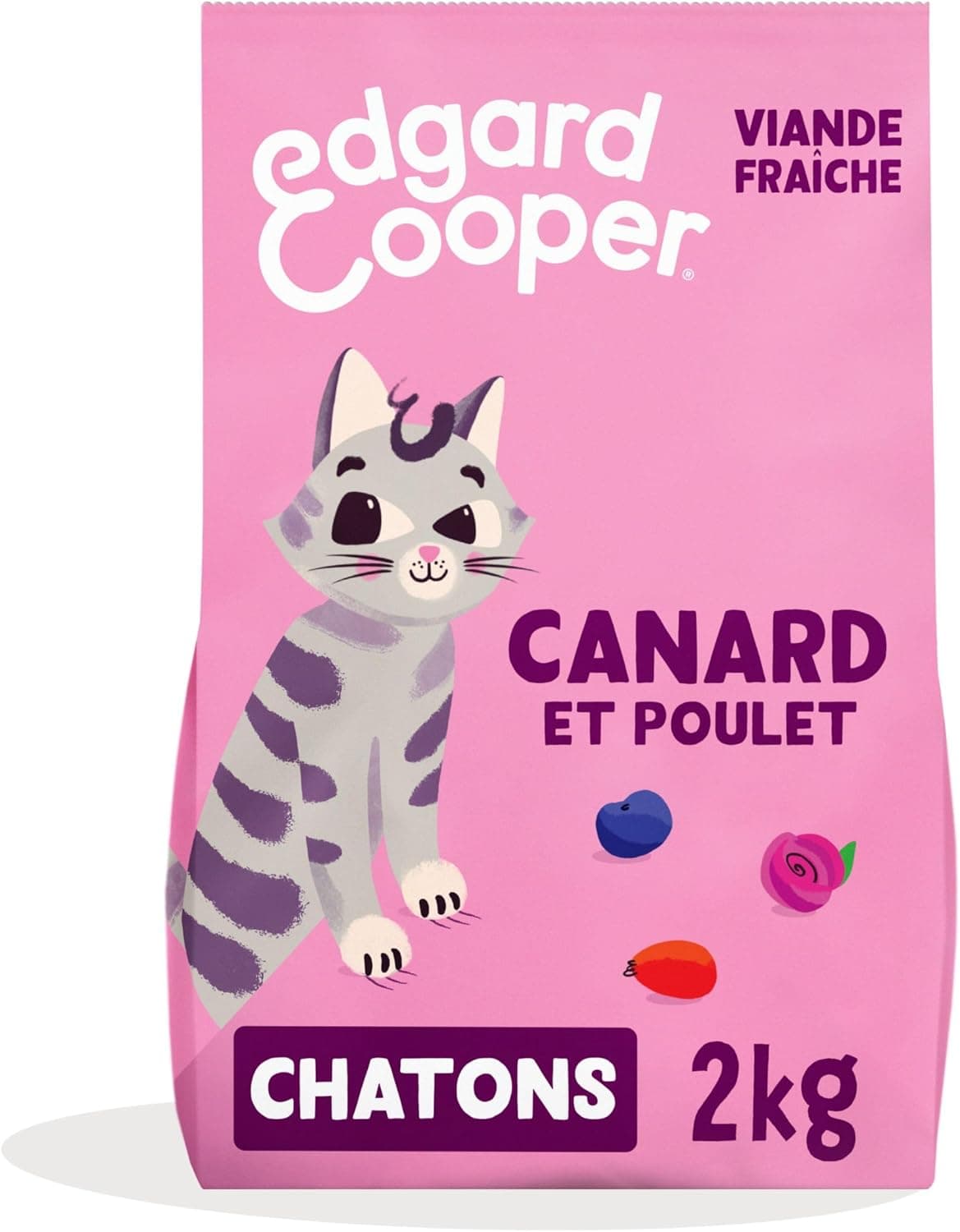 Edgard Cooper Croquettes pour Chaton Stérilisé, Chaton, Canard & poulet 2kg, Sans céréales, Viande fraîche, Nourriture naturelle, Croquette Riche en protéines, Sans sucres ajoutés