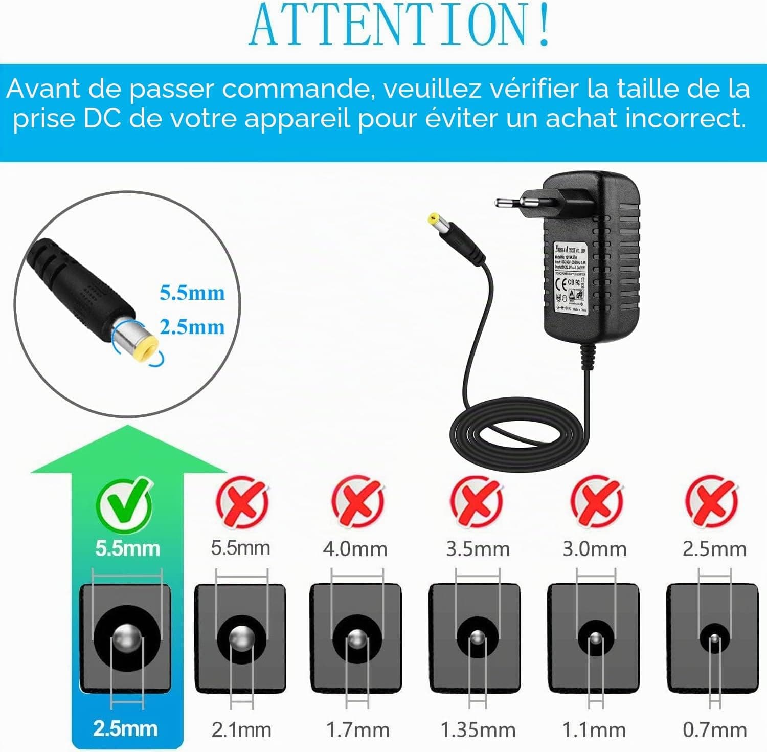 EFISH DC 12V 3A 36W Netzteil,Netzstecker für 12V Kleine elektronische Geräte,CCTV-Kamera,WLAN-Router,Hub,LED-Streifen,Telekom,Speedport,Scanner,Schalter,Türklingel+7 Verschiedene DC-Stecker