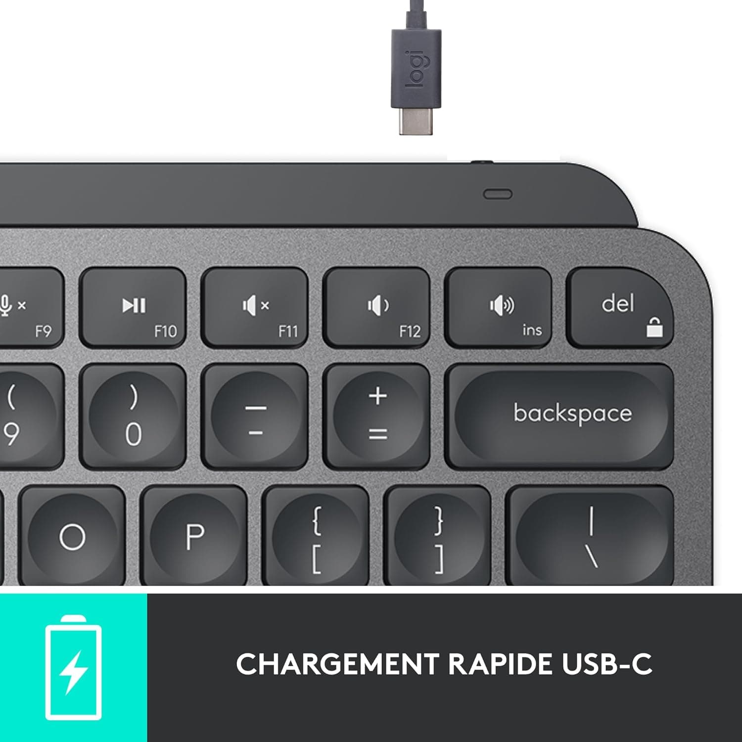 Logitech MX Keys Mini Minimaliste Clavier sans Fil Illuminé | Compact, Bluetooth, Rétroéclairé, USB-C, macOS, iOS, Windows, Linux, Android, Construction métal - Gris foncé
